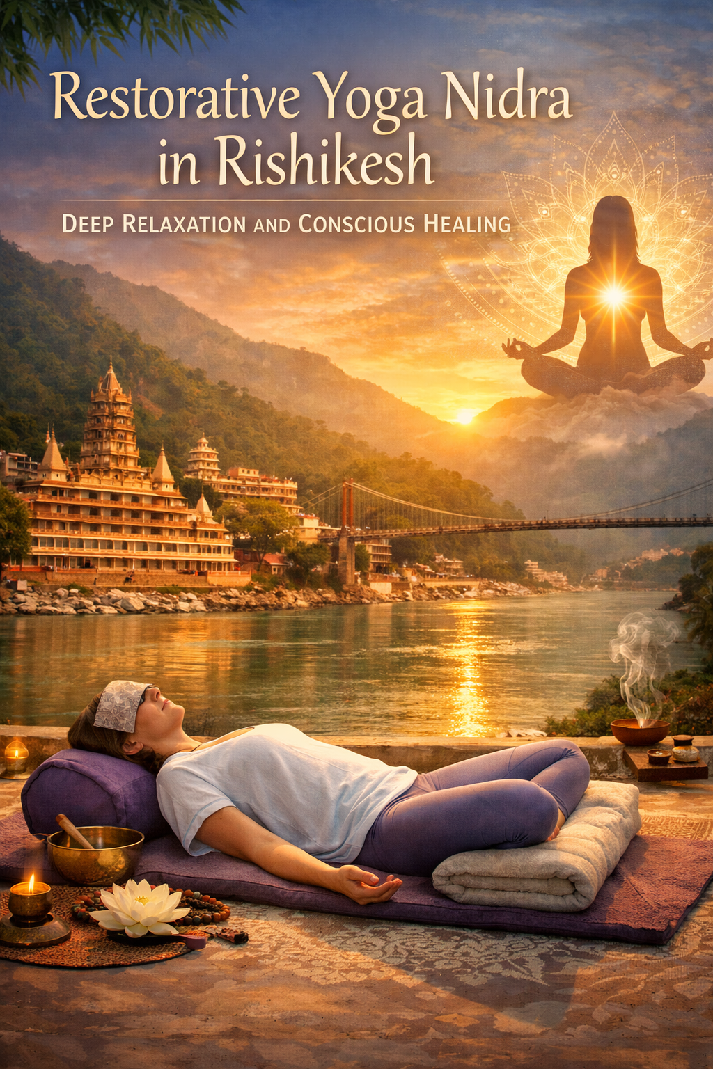 Restorative yoga nidra at sunset