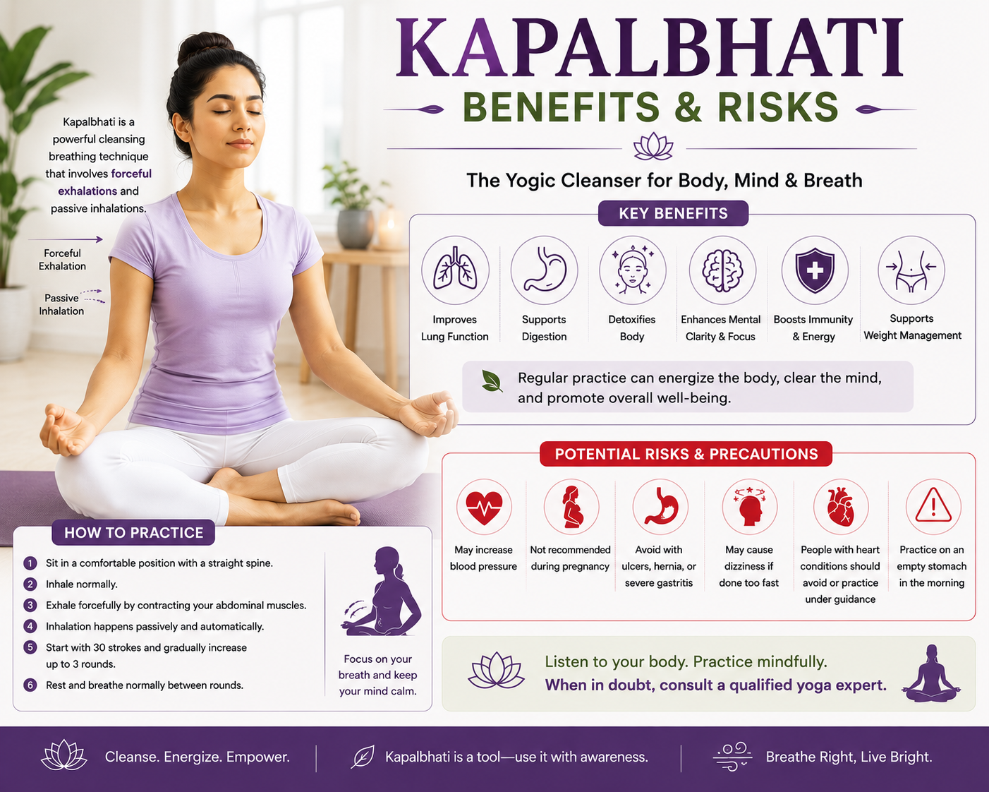 Kapalbhati Benefits and Risks Infographic